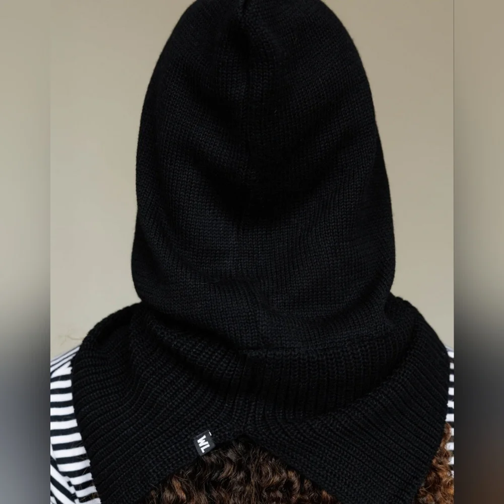 NWOT Wrap Life Satin-Lined Black Knit Balaclava, One Size - Picture 2 of 5